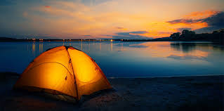 Use flashlights in the tent during night camping 