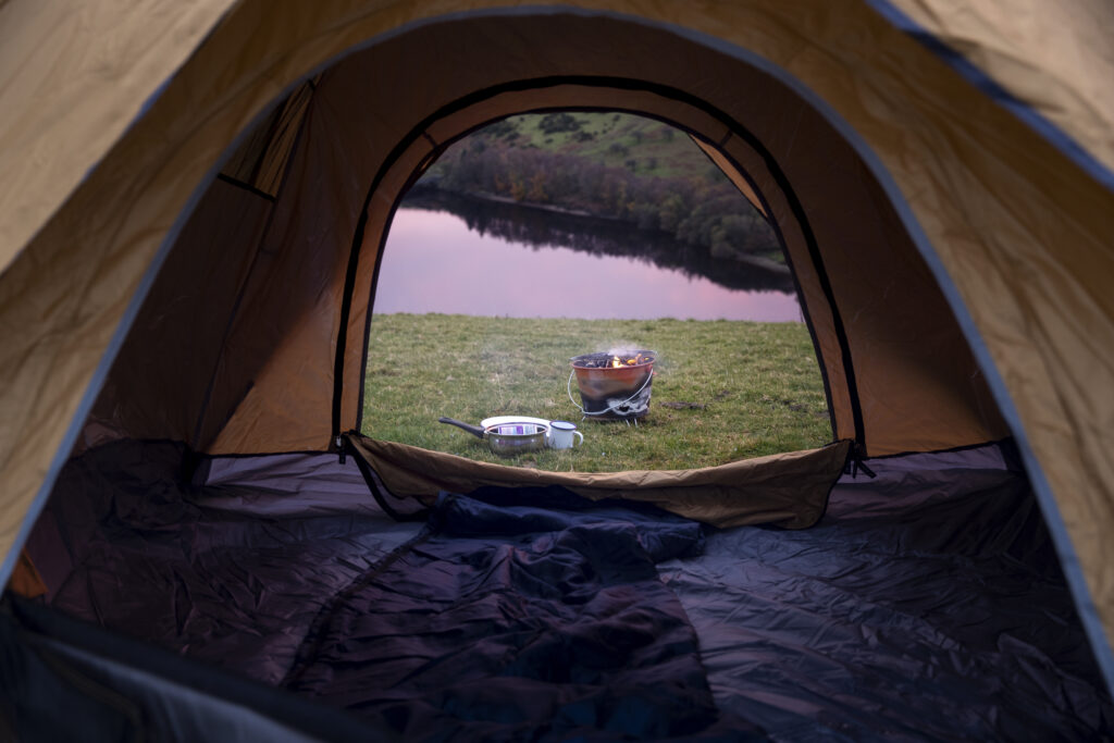 Warm tent interiors while mountain camping