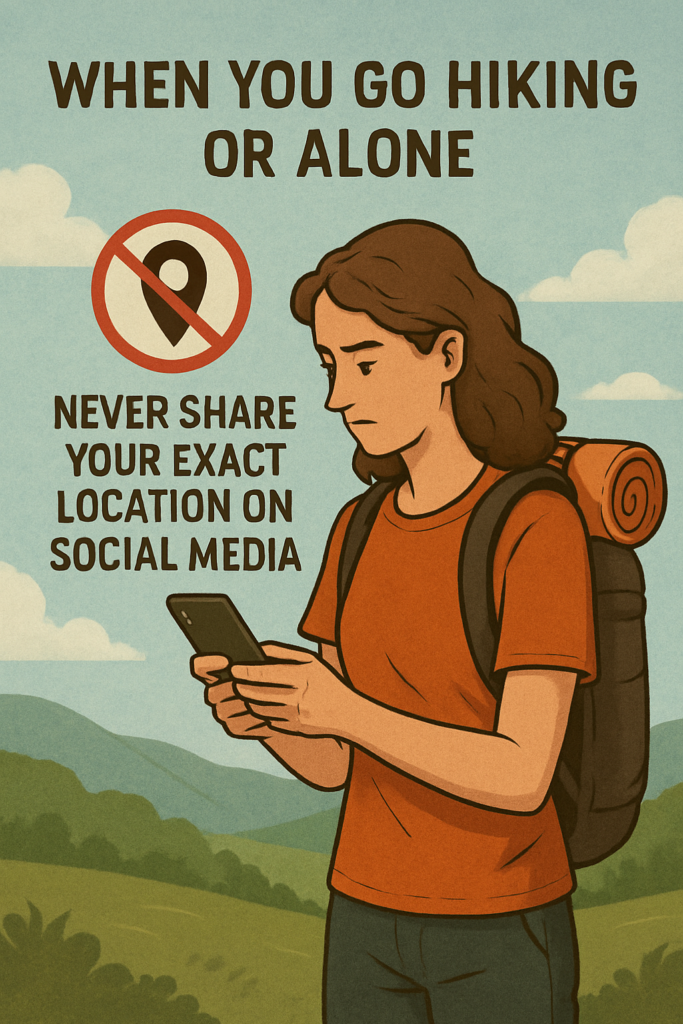 Never share your exact location on Social Media while camping alone