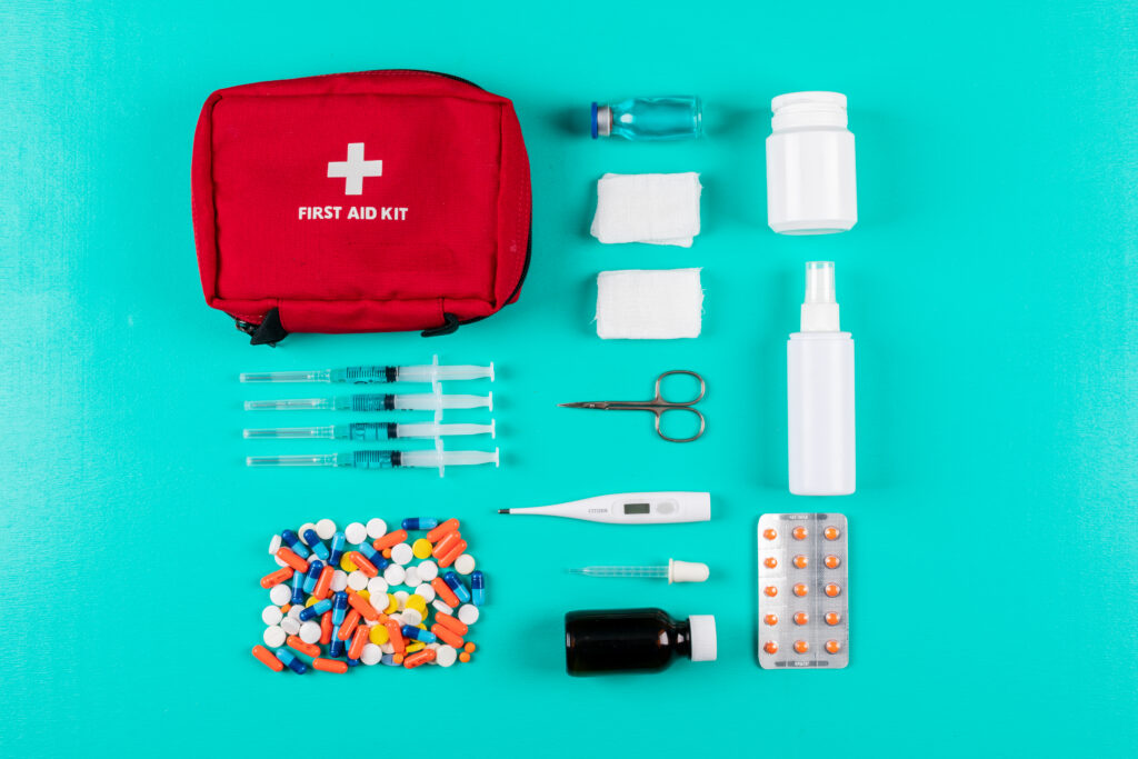 First Aid Kit and Medicine supplies in the Evacuation Kit
